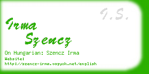 irma szencz business card